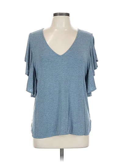 Pre-owned Max Studio Short Sleeve Top Blue Cold Shoulder Neckline Tops