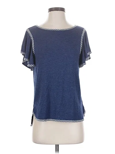Pre-owned Max Studio Short Sleeve Top Blue Cold Shoulder Neckline Tops