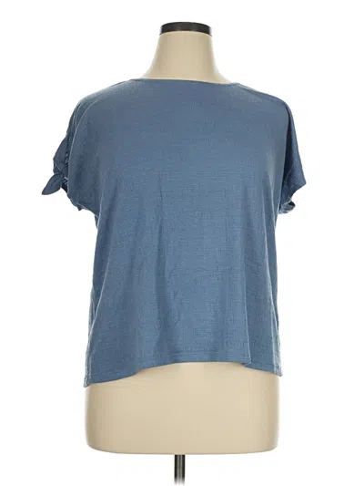 Pre-owned Max Studio Short Sleeve Top Blue Keyhole Neckline Tops