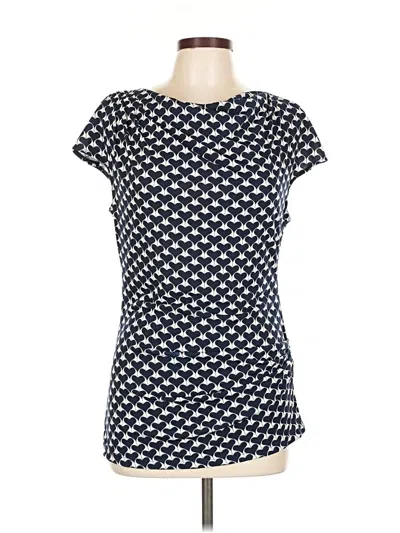 Pre-owned Max Studio Short Sleeve Top Blue Polka Dots Pattern Square Neckline Tops