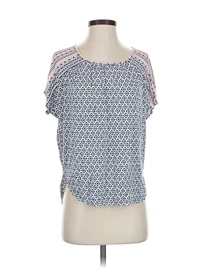Pre-owned Max Studio Short Sleeve Top Blue Square Neckline Tops