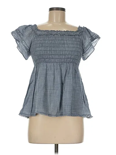 Pre-owned Max Studio Short Sleeve Top Blue Square Neckline Tops