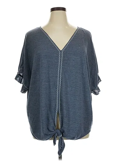 Pre-owned Max Studio Short Sleeve Top Blue V-neck Tops