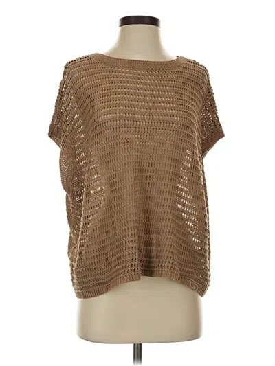 Pre-owned Max Studio Short Sleeve Top Brown Boatneck Tops