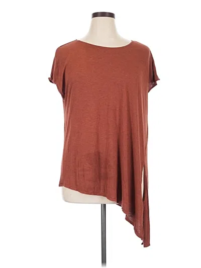 Pre-owned Max Studio Short Sleeve Top Brown One Shoulder Neckline Tops