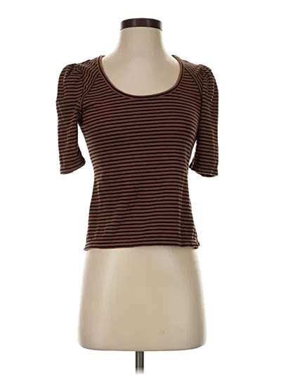 Pre-owned Max Studio Short Sleeve Top Brown Sweetheart Neckline Tops