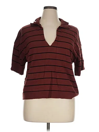 Pre-owned Max Studio Short Sleeve Top Burgundy Cowl Neck Tops