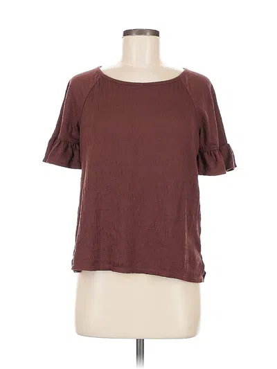 Pre-owned Max Studio Short Sleeve Top Burgundy Crew Neck Tops