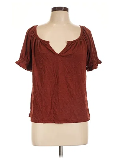 Pre-owned Max Studio Short Sleeve Top Burgundy Scoop Neck Tops