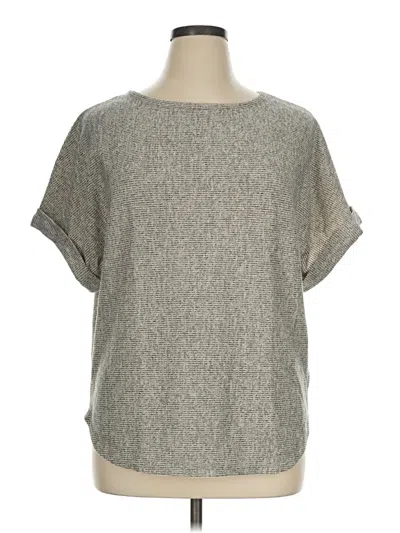 Pre-owned Max Studio Short Sleeve Top Gray Metallic Pattern Crew Neck Tops