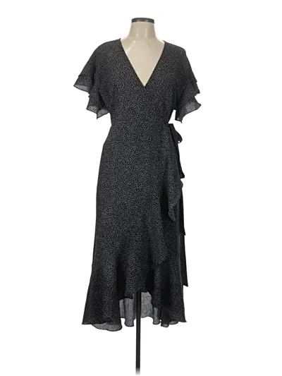 Pre-owned Max Studio Short Sleeve Top Gray Plunge Neckline Tops