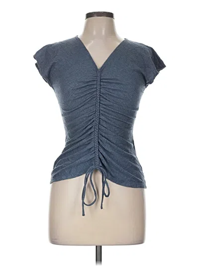 Pre-owned Max Studio Short Sleeve Top Gray Plunge Neckline Tops