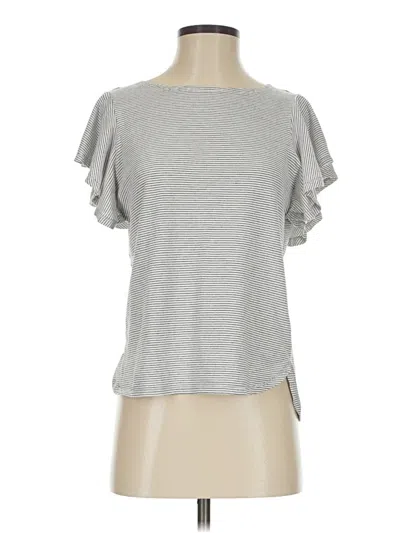 Pre-owned Max Studio Short Sleeve Top Gray Ruffles Neckline Tops