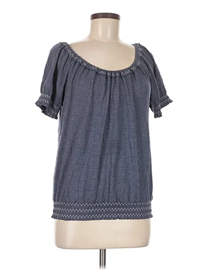 Pre-owned Max Studio Short Sleeve Top Gray Scoop Neck Tops