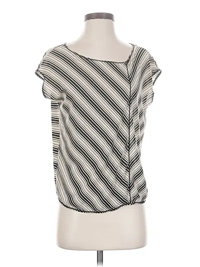 Pre-owned Max Studio Short Sleeve Top Gray Stripes Pattern Boatneck Tops