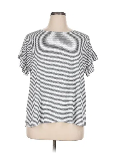 Pre-owned Max Studio Short Sleeve Top Gray Stripes Pattern Crew Neck Tops