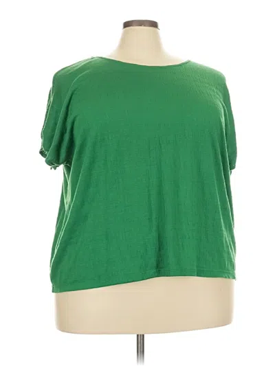 Pre-owned Max Studio Short Sleeve Top Green Scoop Neck Tops