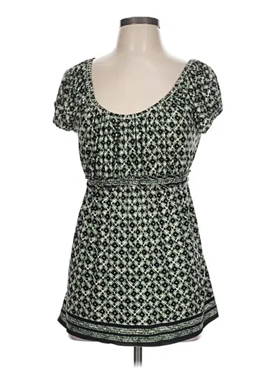Pre-owned Max Studio Short Sleeve Top Green Square Neckline Tops
