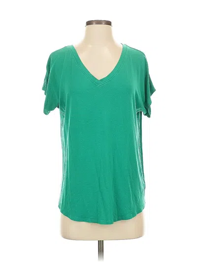 Pre-owned Max Studio Short Sleeve Top Green V Neck Tops