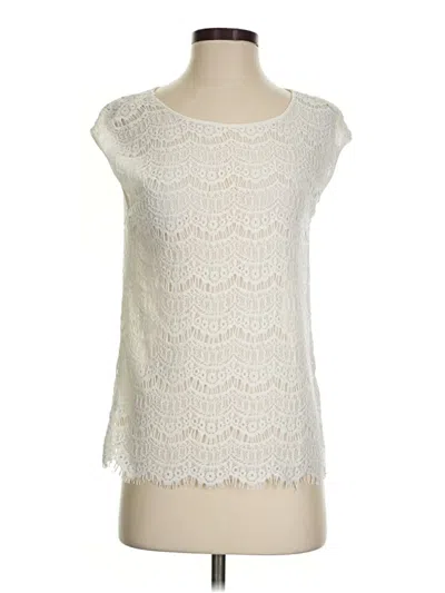 Pre-owned Max Studio Short Sleeve Top Ivory Boatneck Tops