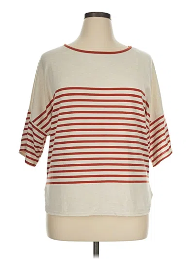 Pre-owned Max Studio Short Sleeve Top Ivory Boatneck Tops