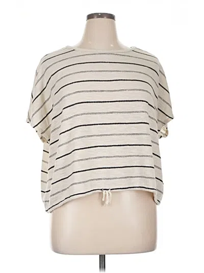 Pre-owned Max Studio Short Sleeve Top Ivory Boatneck Tops