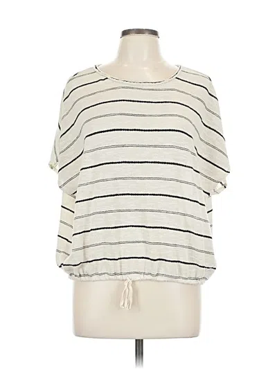 Pre-owned Max Studio Short Sleeve Top Ivory Boatneck Tops In White