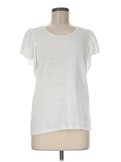 Pre-owned Max Studio Short Sleeve Top Ivory Cold Shoulder Neckline Tops