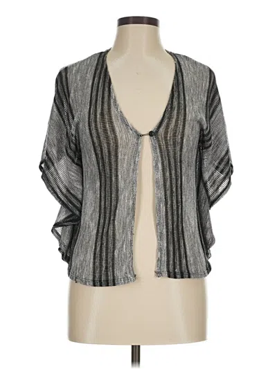 Max Studio Short Sleeve Top Ivory Floral Pattern Plunge Neckline Tops In Black