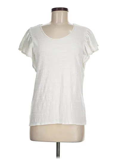 Pre-owned Max Studio Short Sleeve Top Ivory Scoop Neck Tops