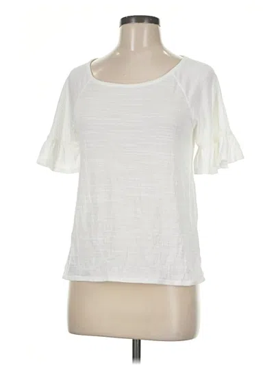 Pre-owned Max Studio Short Sleeve Top Ivory Square Neckline Tops