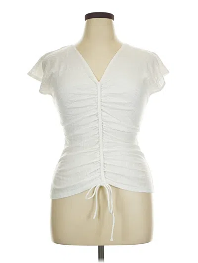 Pre-owned Max Studio Short Sleeve Top Ivory Sweetheart Neckline Tops