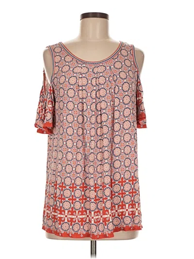 Pre-owned Max Studio Short Sleeve Top Orange Cold Shoulder Neckline Tops