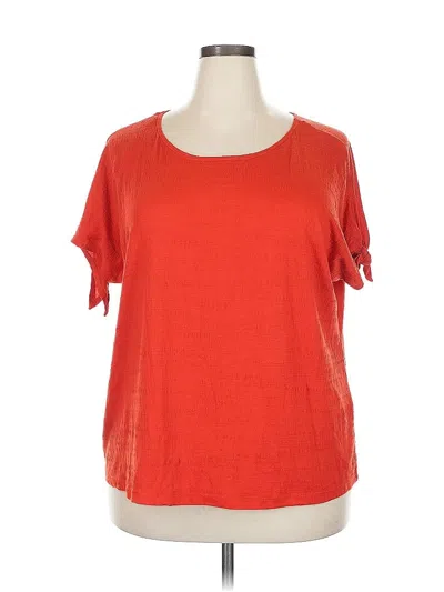 Pre-owned Max Studio Short Sleeve Top Orange Keyhole Neckline Tops