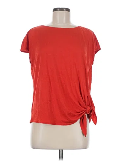 Pre-owned Max Studio Short Sleeve Top Red Keyhole Neckline Tops