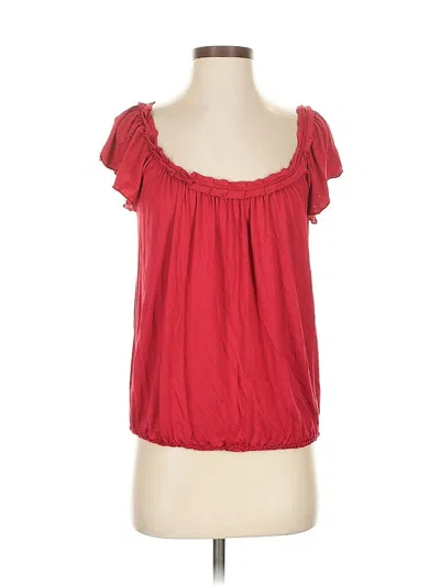 Pre-owned Max Studio Short Sleeve Top Red Sweetheart Neckline Tops