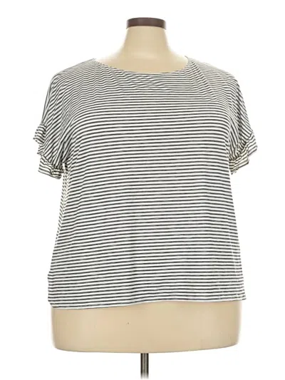 Pre-owned Max Studio Short Sleeve Top Silver Crew Neck Tops