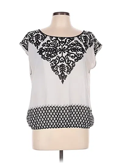 Pre-owned Max Studio Short Sleeve Top Silver Scoop Neck Tops