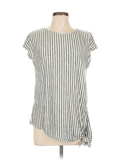 Pre-owned Max Studio Short Sleeve Top Silver Square Neckline Tops