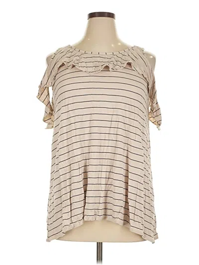 Pre-owned Max Studio Short Sleeve Top Tan Cowl Neck Tops