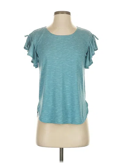 Pre-owned Max Studio Short Sleeve Top Teal Cold Shoulder Neckline Tops In Blue