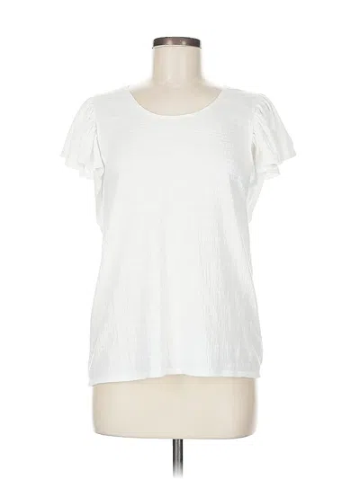 Pre-owned Max Studio Short Sleeve Top White Crew Neck Tops