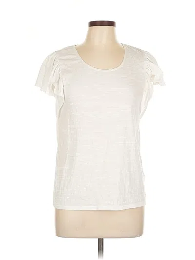 Pre-owned Max Studio Short Sleeve Top White Scoop Neck Tops