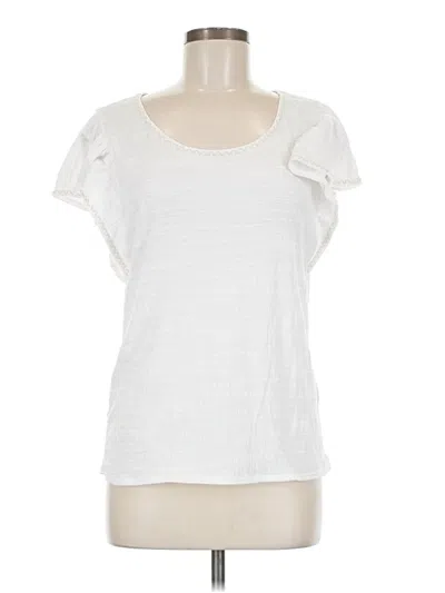 Pre-owned Max Studio Short Sleeve Top White Scoop Neck Tops