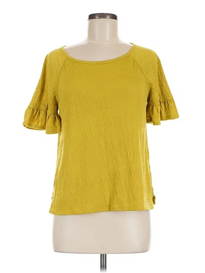 Pre-owned Max Studio Short Sleeve Top Yellow Cold Shoulder Neckline Tops