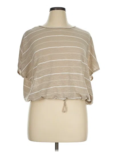 Pre-owned Max Studio Short Sleeve T-shirt In Tan