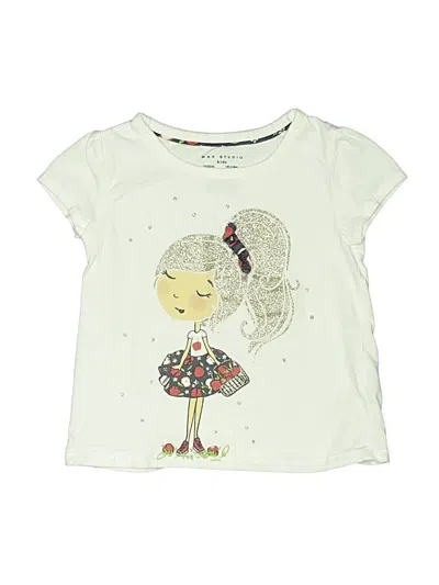 Pre-owned Max Studio Kids' Short Sleeve T-shirt In White