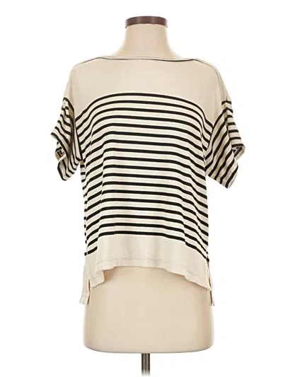 Pre-owned Max Studio Short Sleeve Turtleneck In Ivory