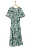 Max Studio Short Sleeve V-neck Maxi Dress