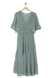 Max Studio Short Sleeve V-neck Maxi Dress
